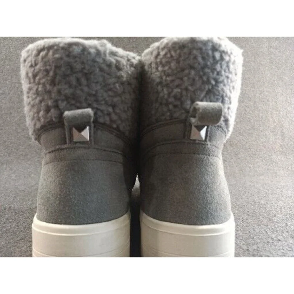 Marc Fisher Platform Sneaker Boots Women 10M Shearling Ankle Leather Lace Up